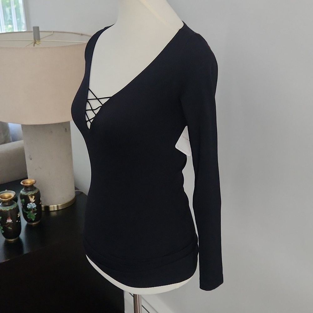 NWT FP Black Ribbed Top - Picture 5 of 7